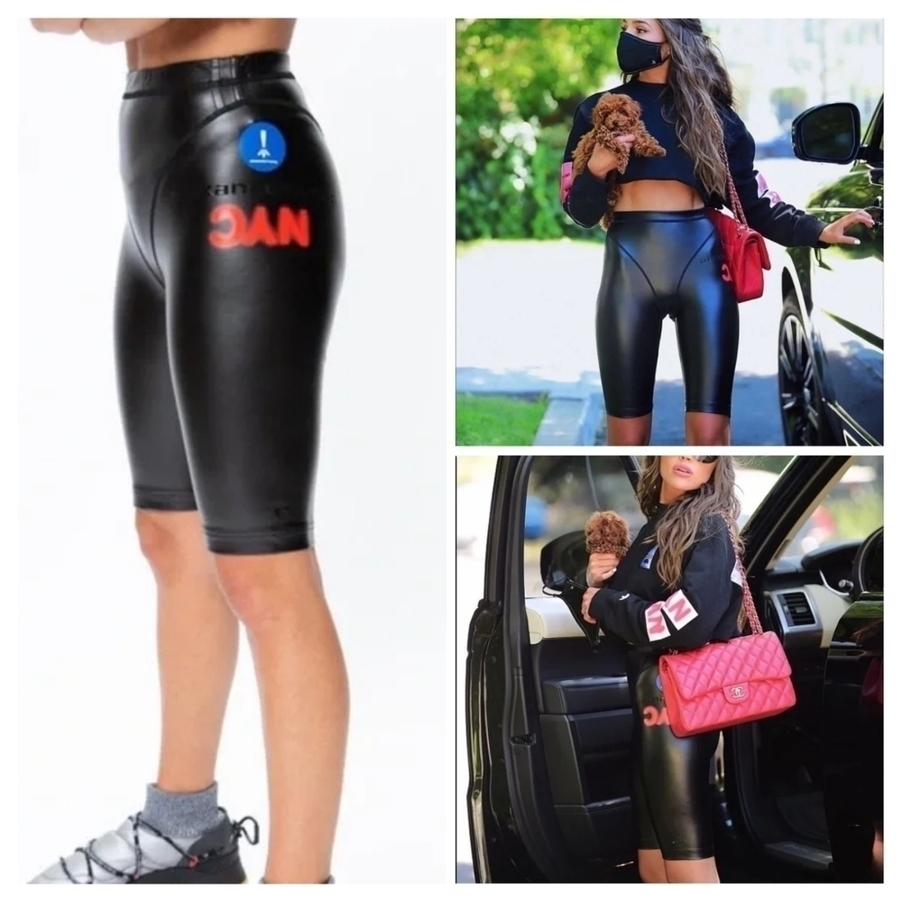 Red and Black Bike Shorts with Moisture-Wicking Fabric